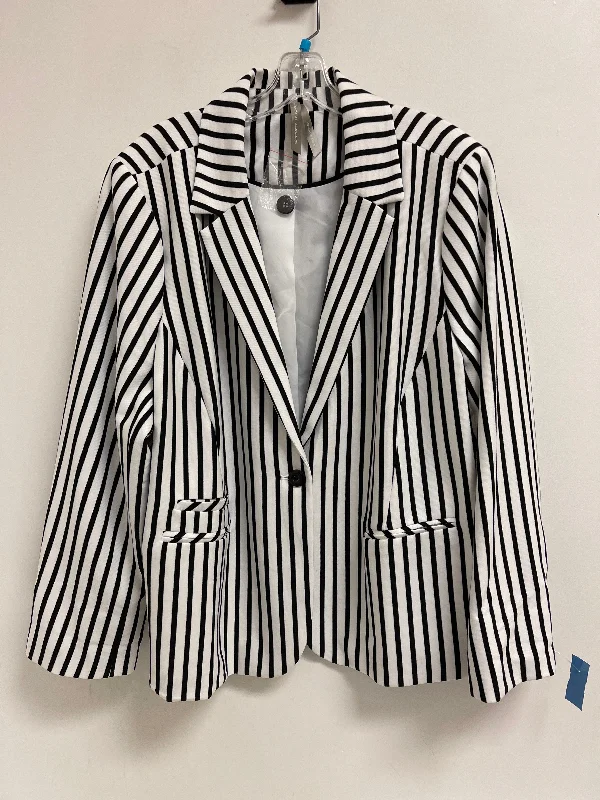 Women's Plus Size Blazers -Blazer By Clothes Mentor In Striped Pattern, Size: 2x