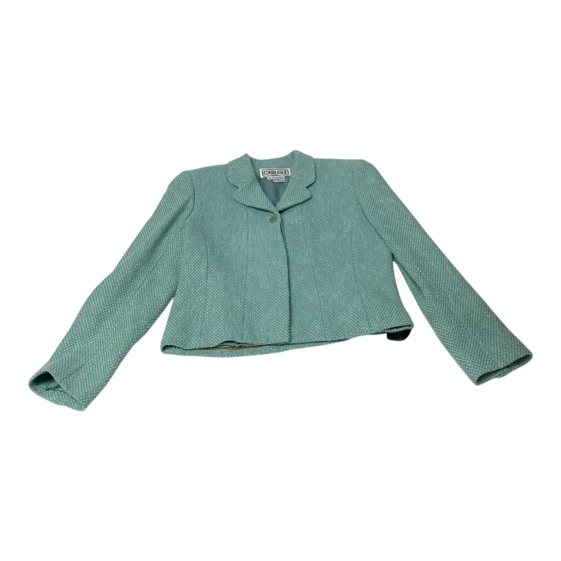 Women's Faux Leather Blazers -Blazer By Carlisle In Blue & Green, Size: S