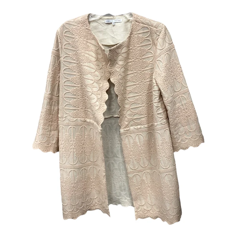 Women's Blazers with Knit Detail -Blazer By English Factory In Pink & Tan, Size: S