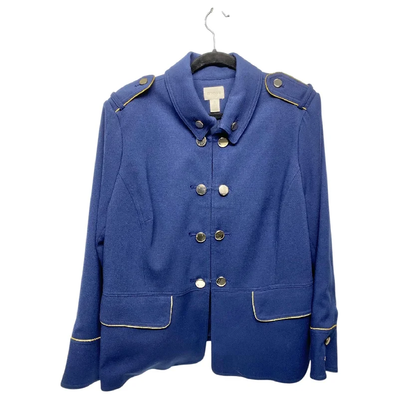 Women's Formal Dinner Blazers -Blazer By Chicos In Blue & Gold, Size: Xl