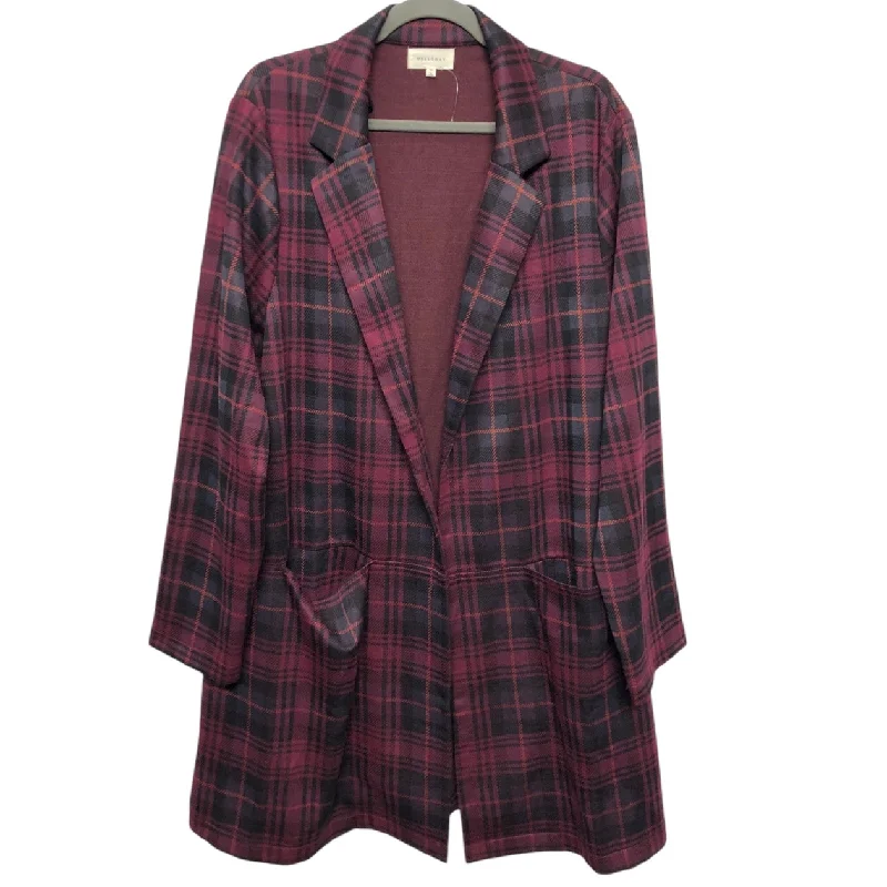 Women's Woolen Office Blazers -Blazer By Melloday In Plaid Pattern, Size: 3x