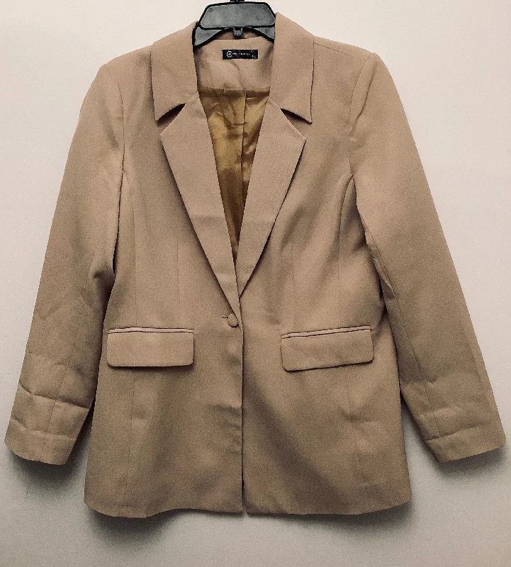 Women's Zip-up Blazers -Blazer By Clothes Mentor In Tan, Size: M