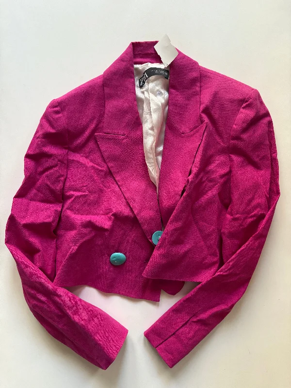 Women's Woolen Tweed Blazers for Winter -Blazer By Zara In Pink, Size: S