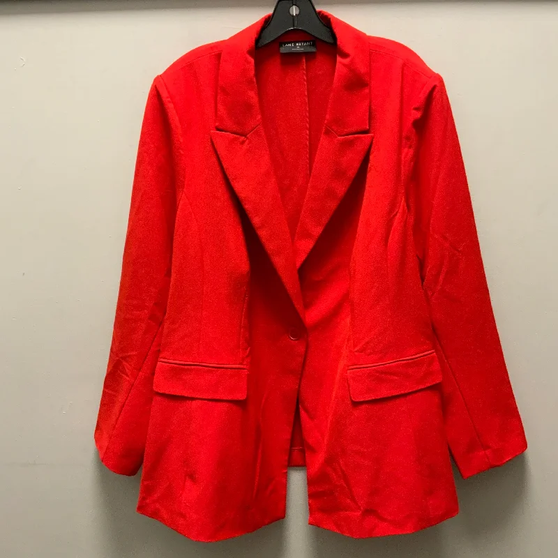 Women's Wool Tweed Blazers -Blazer By Lane Bryant In Red, Size: 4x