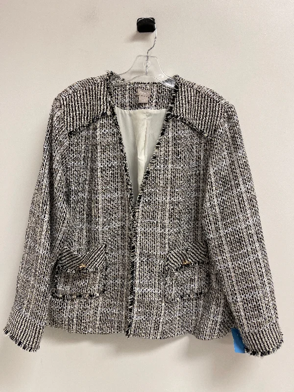 Women's Embellished Satin Blazers -Blazer By Chicos In Black & Cream, Size: 2x