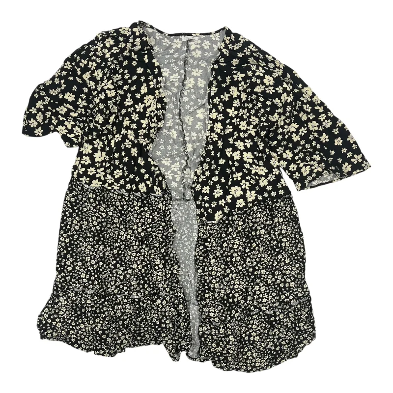 Plus Size Kimono-Kimono By Maurices In Black & White, Size:2X