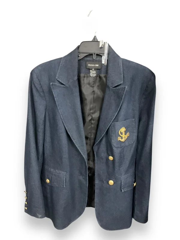 Women's Blazers for Trendy Office Wear -Blazer By Focus In Blue Denim, Size: 10