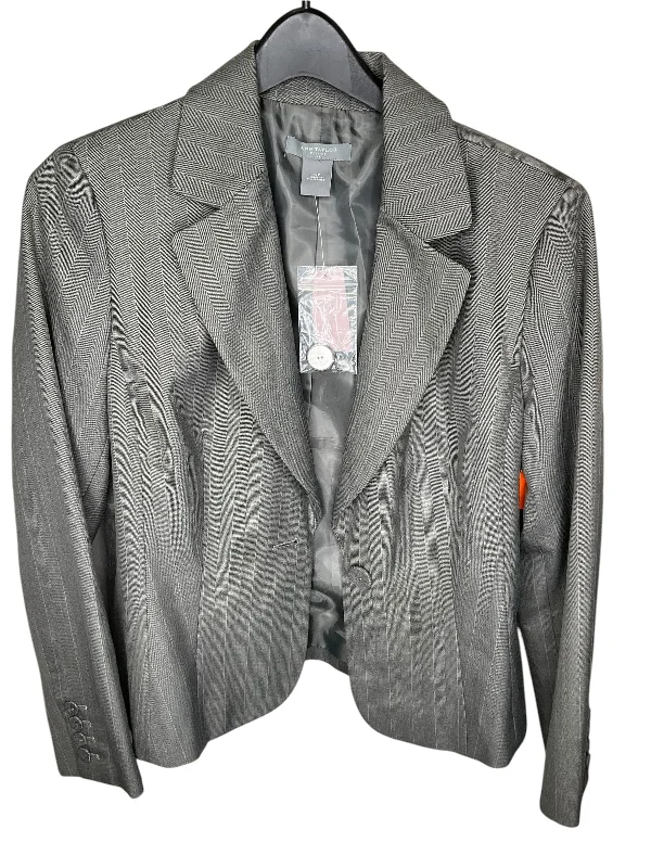 Women's Plaid Blazers -Blazer By Ann Taylor In Grey, Size: Mp