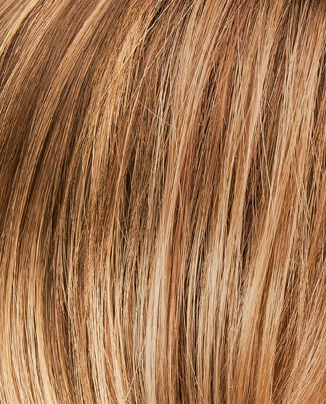 LIGHT BERNSTEIN ROOTED | Light Auburn, Light Honey Blonde, and Light Reddish Brown blend and Dark Roots