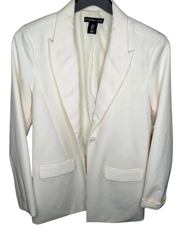 Women's Blazers with Pockets -Blazer By Clothes Mentor In Cream, Size: S