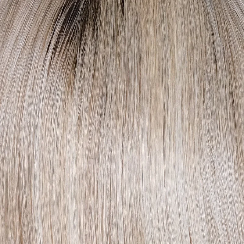 Rootbeer Float Blonde | 16/88/103R8 | This color reflects a blend of light pearl blonde, ash blonde, beige blonde, champagne blonde, and a hint of platinum blonde, with a light brown and medium brown blend at the root.