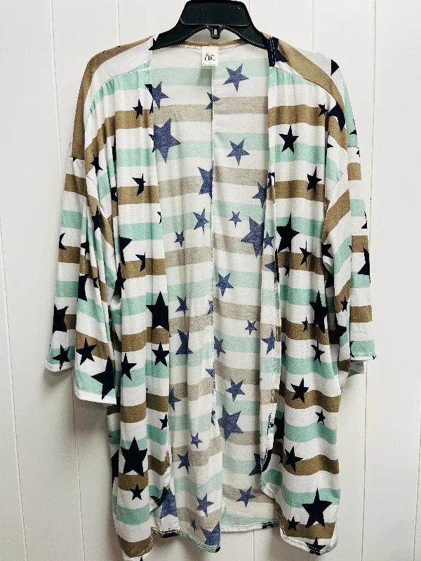 Kimono for Relaxing at the Spa-Kimono By Sew In Love In Blue & Tan, Size: 3x