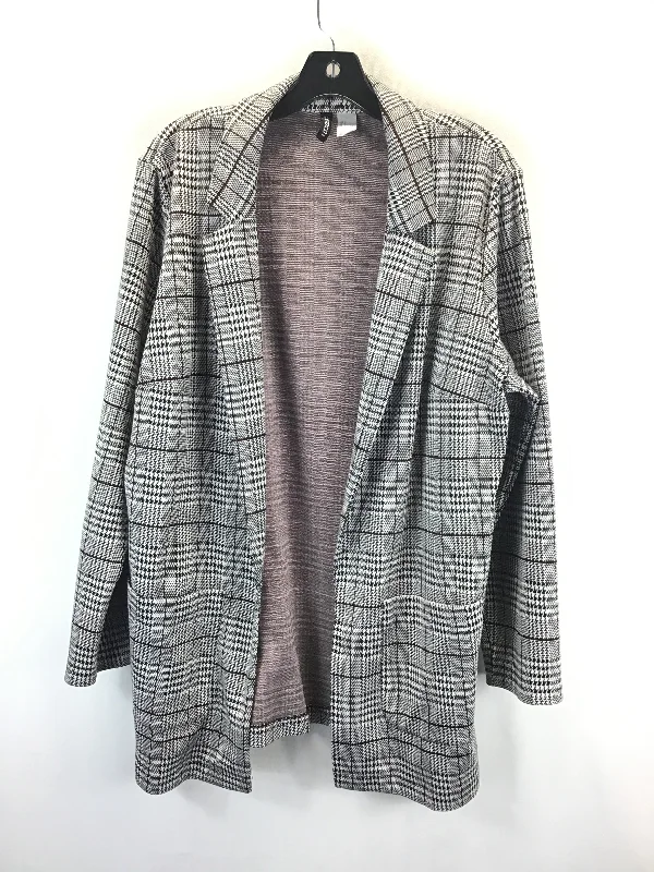 Women's Blazers with Puffed Sleeves -Blazer By H&m In Plaid Pattern, Size: L