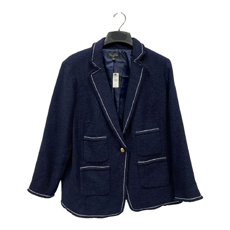 Women's Classic Wool Blazers -Blazer By Talbots In Blue, Size:1X