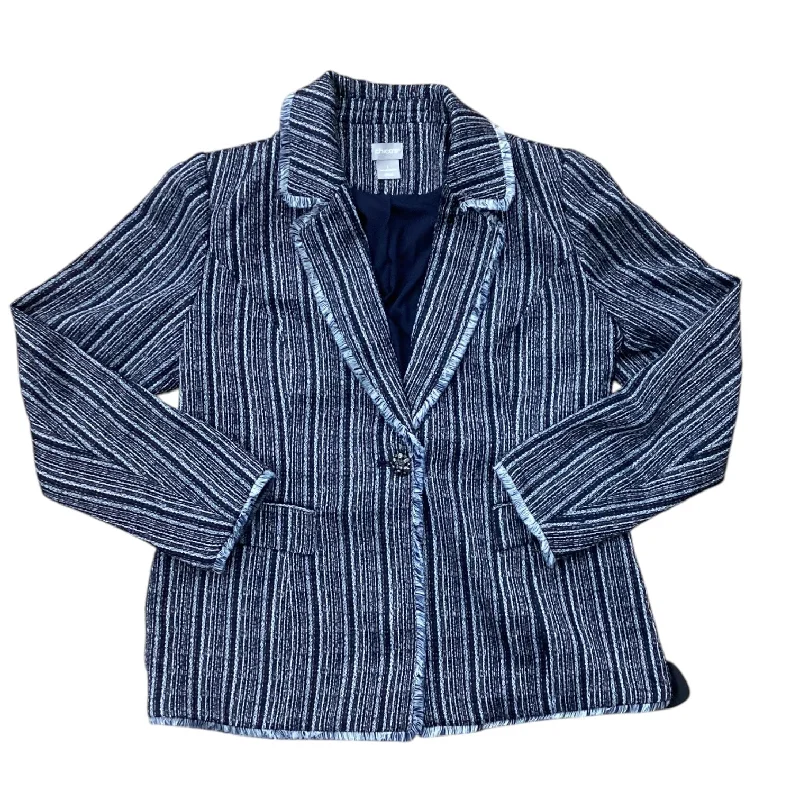 Women's Embellished Tweed Blazers -Blazer By Chicos In Striped Pattern, Size: M