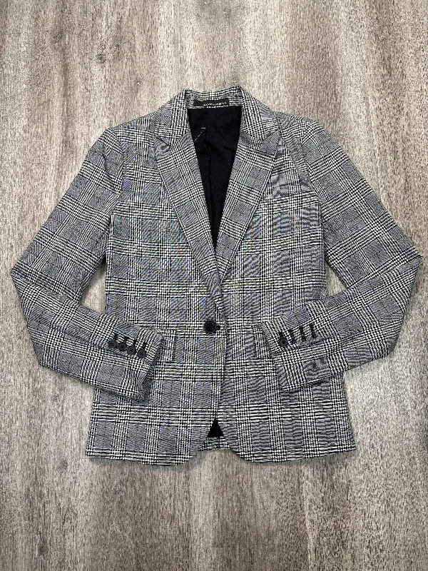 Women's Black Woolen Blazers -Blazer By Amanda + Chelsea In Plaid Pattern, Size: Xs