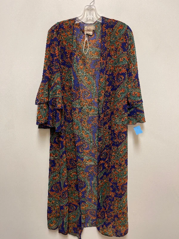 Kimono for Trendsetting Look-Kimono By Clothes Mentor In Blue, Size: M