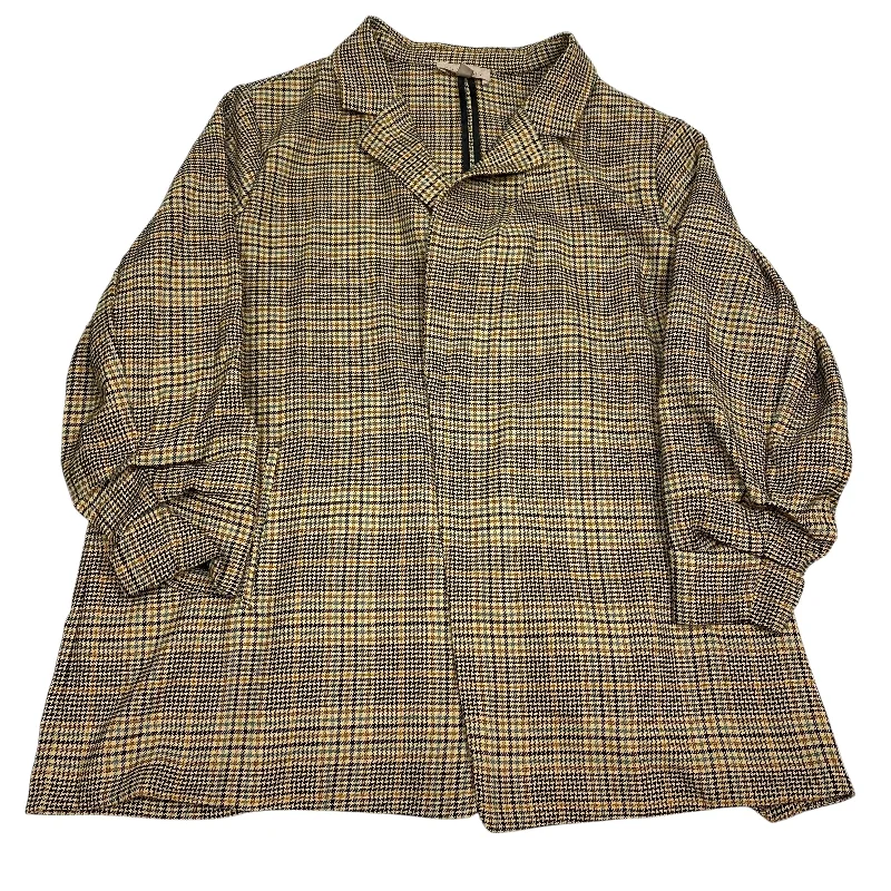 Women's Tailored Wool Check Blazers -Blazer By Philosophy In Brown, Size: 3x