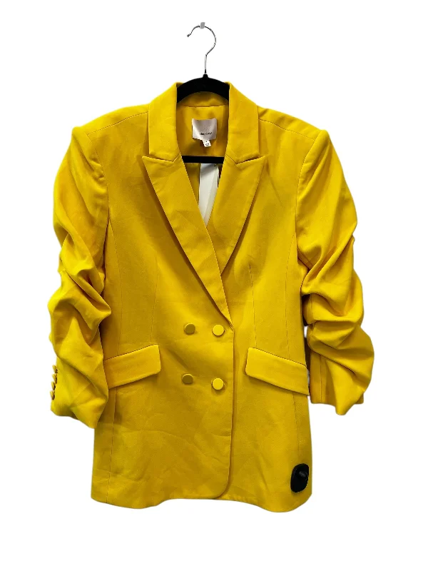 Women's Full-sleeve Slim Blazers -Blazer Designer By Cinq a Sept In Yellow, Size: 4 Women's Full-sleeve Slim Blazers -Blazer Designer By Cinq a Sept In Yellow, Size: 4