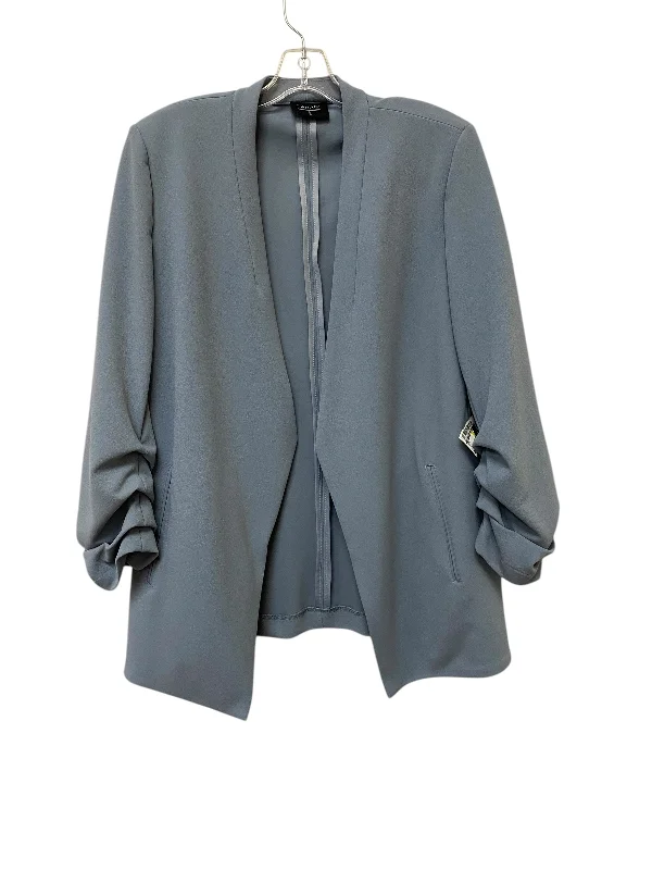 Women's Wool Checkered Blazers -Blazer By Tahari By Arthur Levine In Blue, Size: Xl