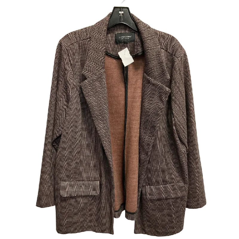Women's Printed Geometric Blazers -Blazer By Liverpool In Black & Brown, Size: 1x