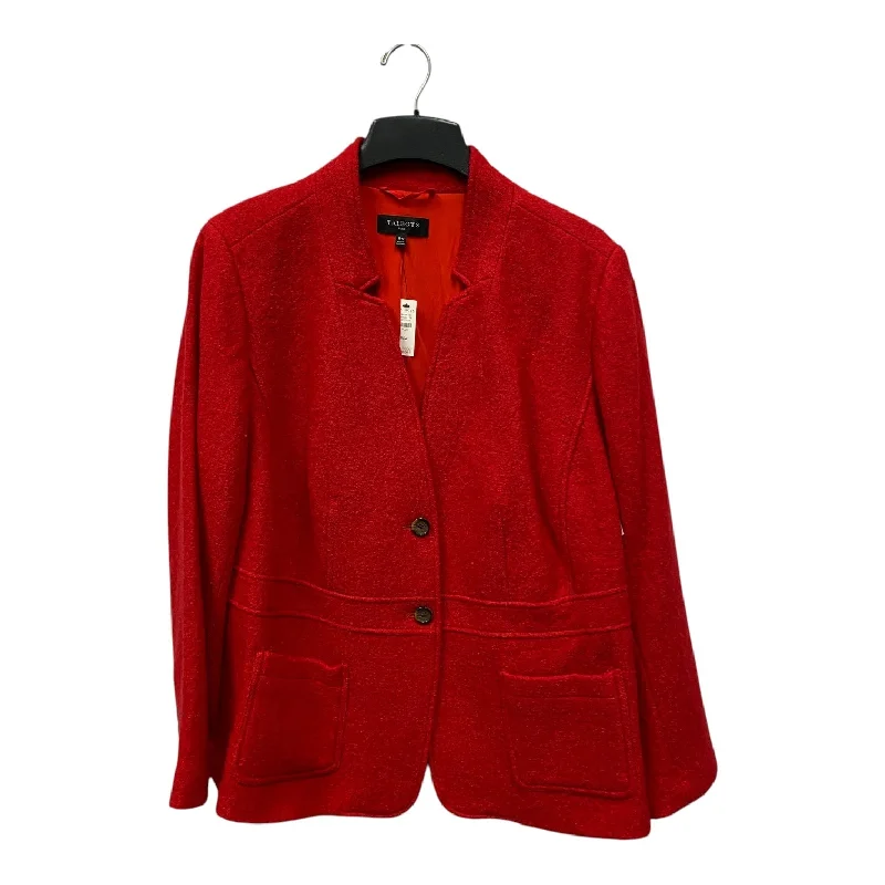 Women's Checkered Double-button Blazers -Blazer By Talbots In Red, Size:1X