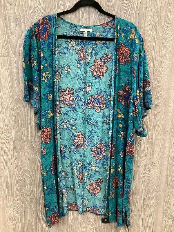 Kimono with Gold Details-Kimono By Maurices In Green, Size: M