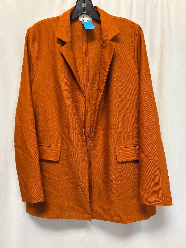 Women's Winter Blazers with Tweed Fabric -Blazer By Clothes Mentor In Orange, Size: M