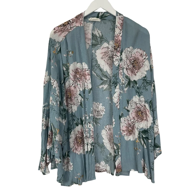 Kimono with Patterns-Kimono By Loveriche In Blue, Size: 3x