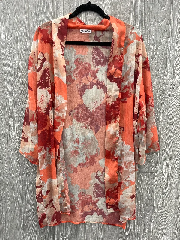 Kimono with Long Sleeves and Open Front-Kimono By Clothes Mentor In Orange, Size: Osfm