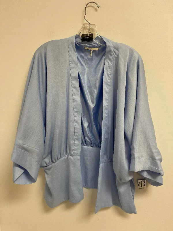 Kimono with Watercolor Floral Prints-Kimono By Floreat In Blue, Size: Osfm