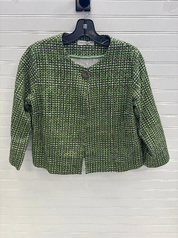 Women's Button-down Blazers -Blazer By Anna Seravalli In Black & Green, Size: 4