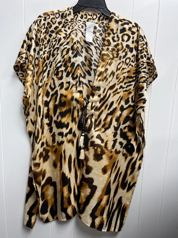 Kimono for Stylish Layers-Kimono By Chicos In Black & Tan, Size: M