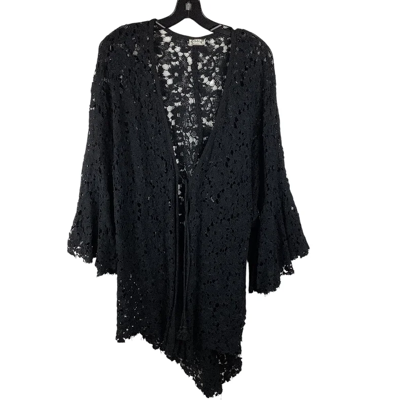 Kimono with Tie Front-Kimono By Free People In Black, Size: Xl