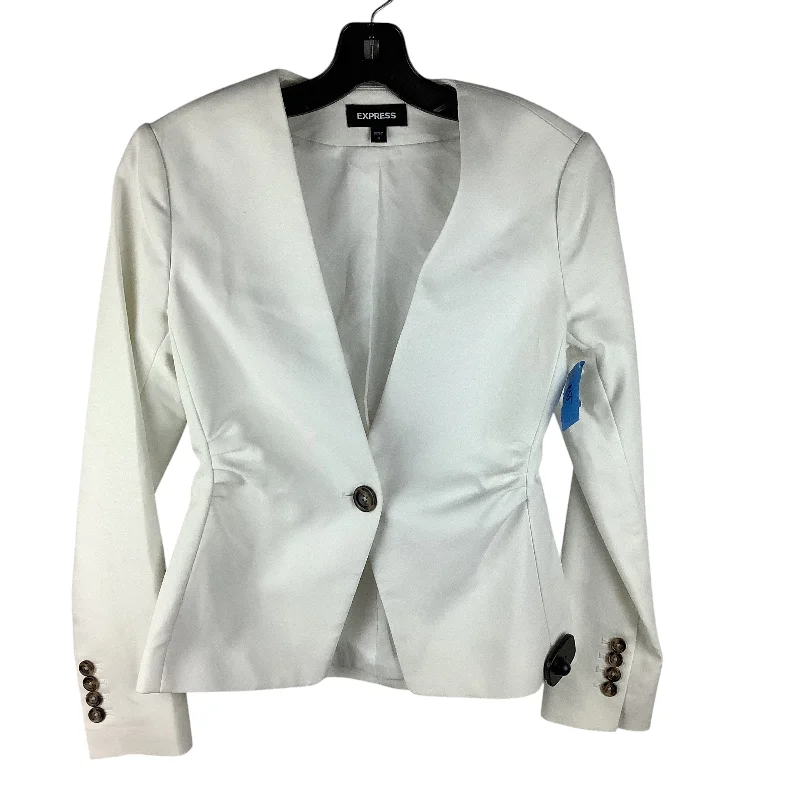 Women's Blazers with Bold Patterns -Blazer By Express In White, Size: 0