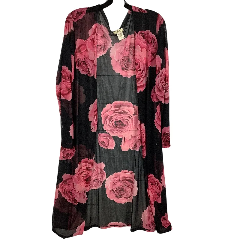 Kimono for Simple Chic Fashion-Kimono By Clothes Mentor In Black, Size: 1x