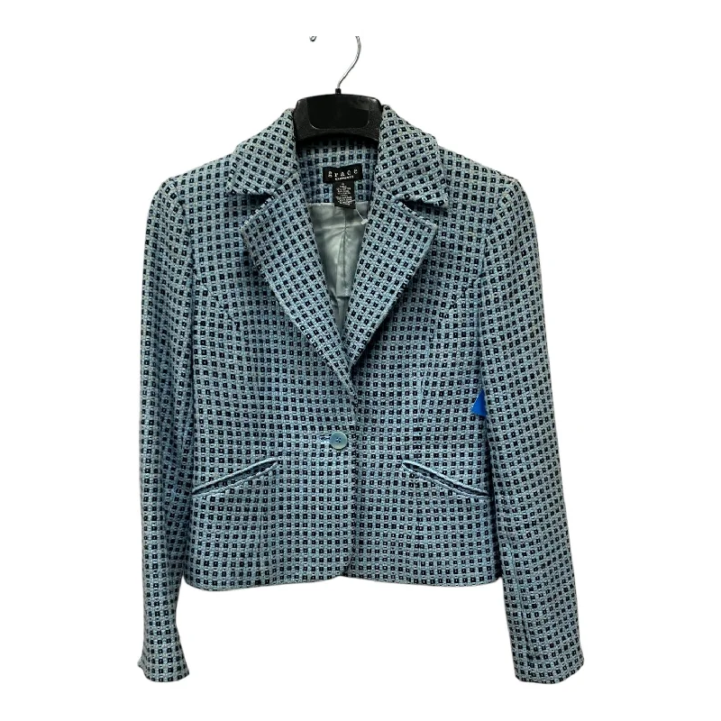 Women's Blazers with Pleats -Blazer By Grace In Blue, Size:S