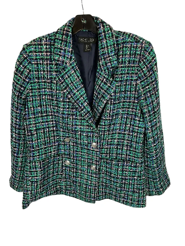 Women's Plaid Winter Blazers -Blazer By Rachel Zoe In Green, Size: L