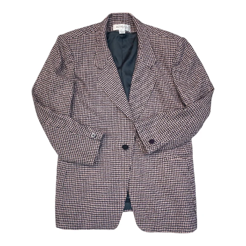 Women's Check Print Blazers -Blazer By Jones New York In Black & Pink, Size: 16