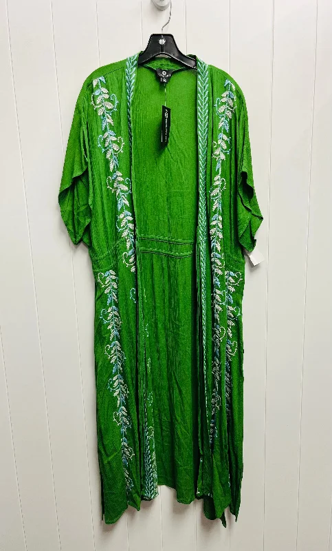 Kimono with Sleeves-Kimono By CURATIONS - In Green, Size: Xl