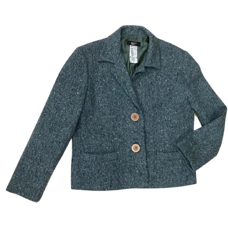 Women's Open-front Blazers -Blazer By Clothes Mentor In Blue & Green, Size: M