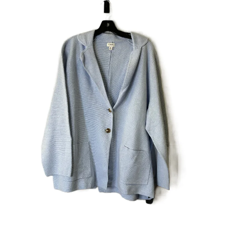 Women's Wool Tweed Checkered Blazers -Blazer By J. Jill In Blue, Size: 2x