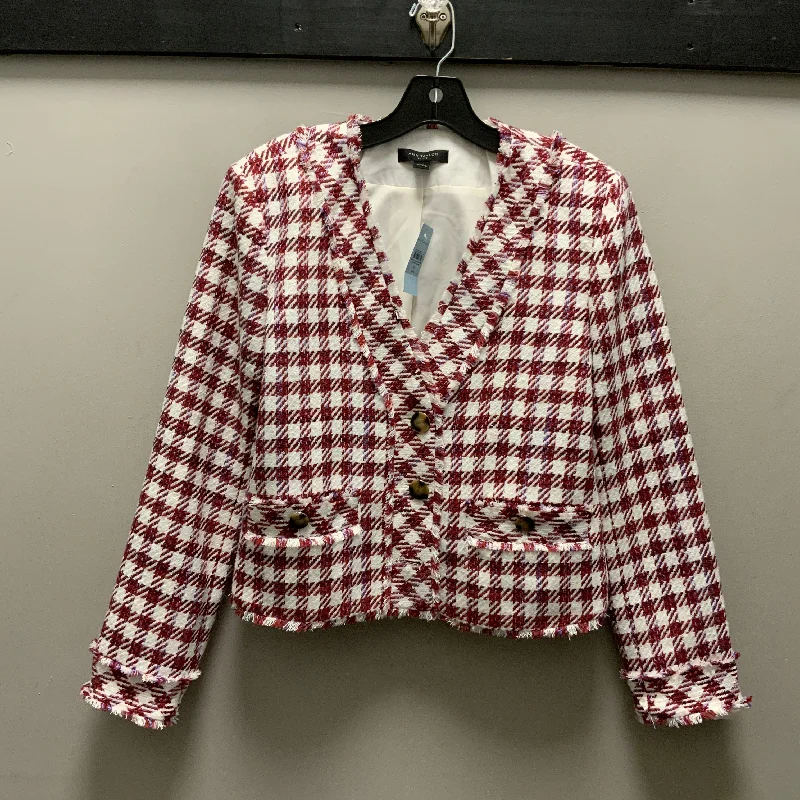 Women's White Collar Blazers -Blazer By Ann Taylor In Red & White, Size: 8p