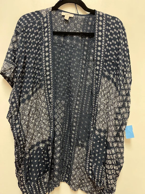 Kimono with Relaxed Silhouette-Kimono By Loft In Black & Cream, Size: Xs
