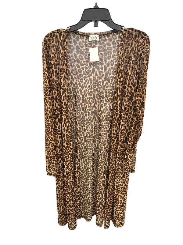 Kimono for Elegant Affairs-Kimono By Clothes Mentor In Leopard Print, Size: S