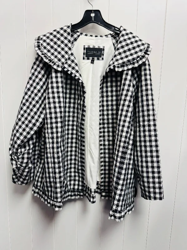 Women's Elegant Checked Blazers -Blazer By Eloquii In Black & White, Size: 18