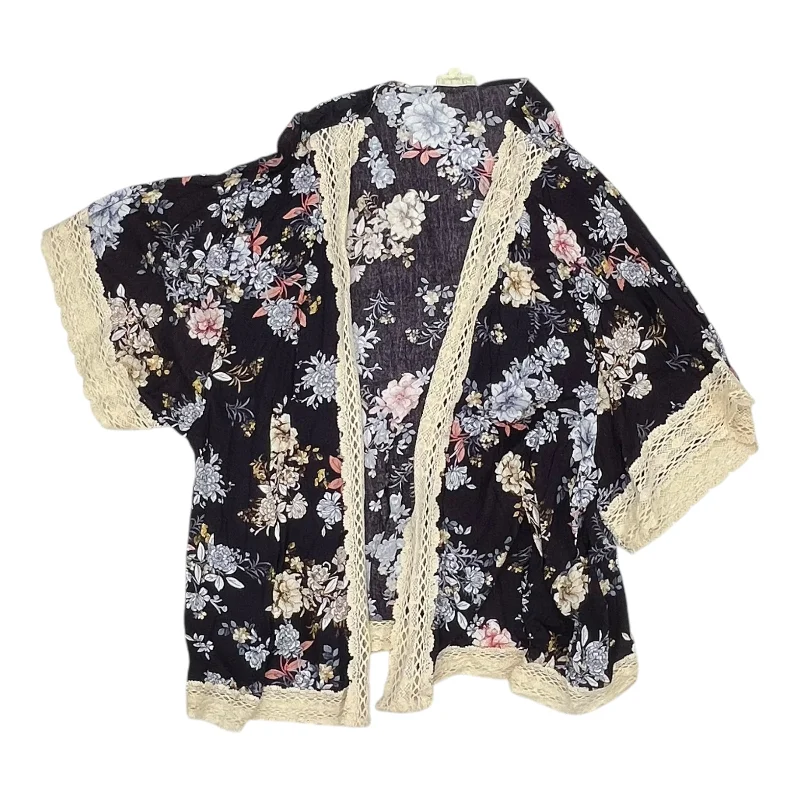 Kimono with Floral Design-Kimono By Clothes Mentor In Purple, Size:3X
