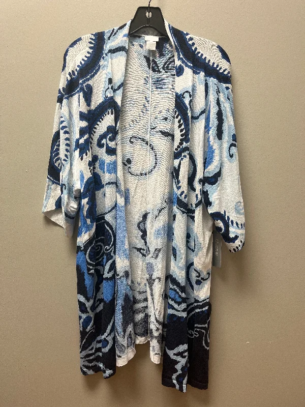 Kimono for Stunning Fashion Statements-Kimono By Chicos In Blue & White, Size: Xl