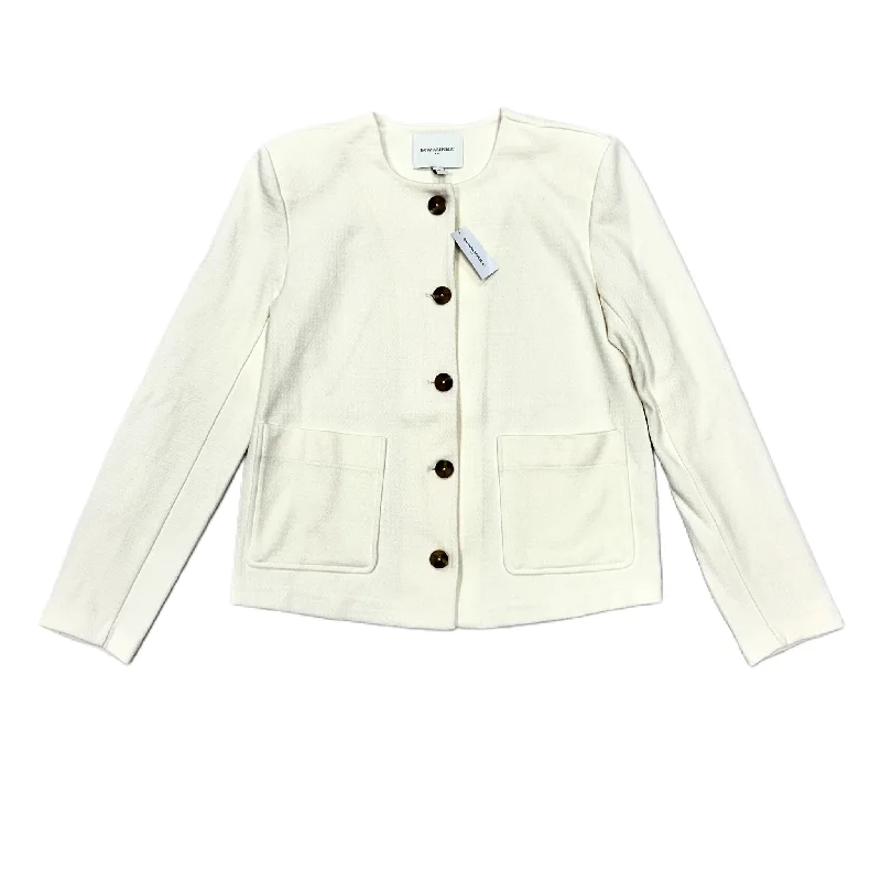 Women's Blazers with Wool Finish -Blazer By Banana Republic In Cream, Size: Xs