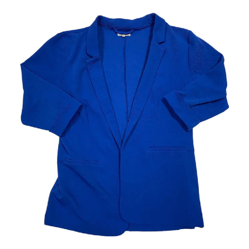 Women's Ruffled Tweed Blazers -Blazer By Maurices In Blue, Size: 1x